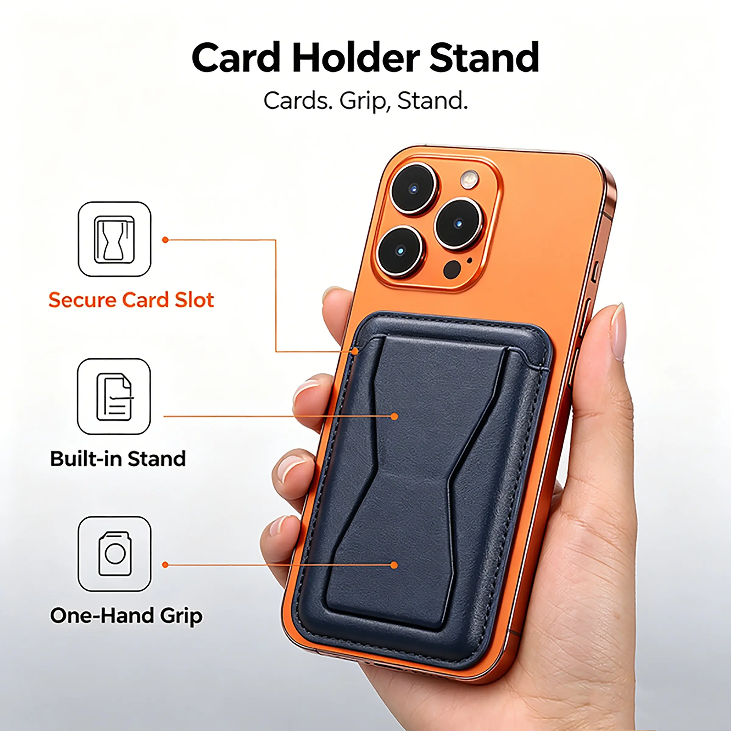 Magnetic Card Holder for Apple iPhone 16/15/14/13/12, Compatible with Magsafe System, Classic, Universal Fit, Phone Accessories