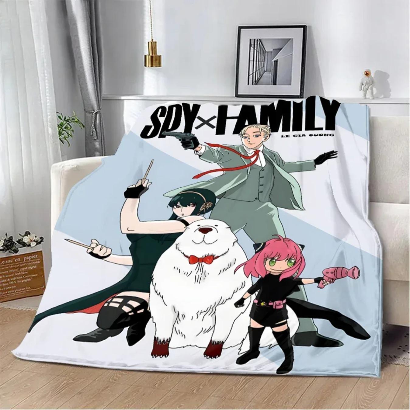 Spy x Family Anime Cartoon Printed Flannel Blanket Soft Cozy Warm Throw Blanket for Sofa Bed Picnic Travel Home Decor Birthday Gift for Fans