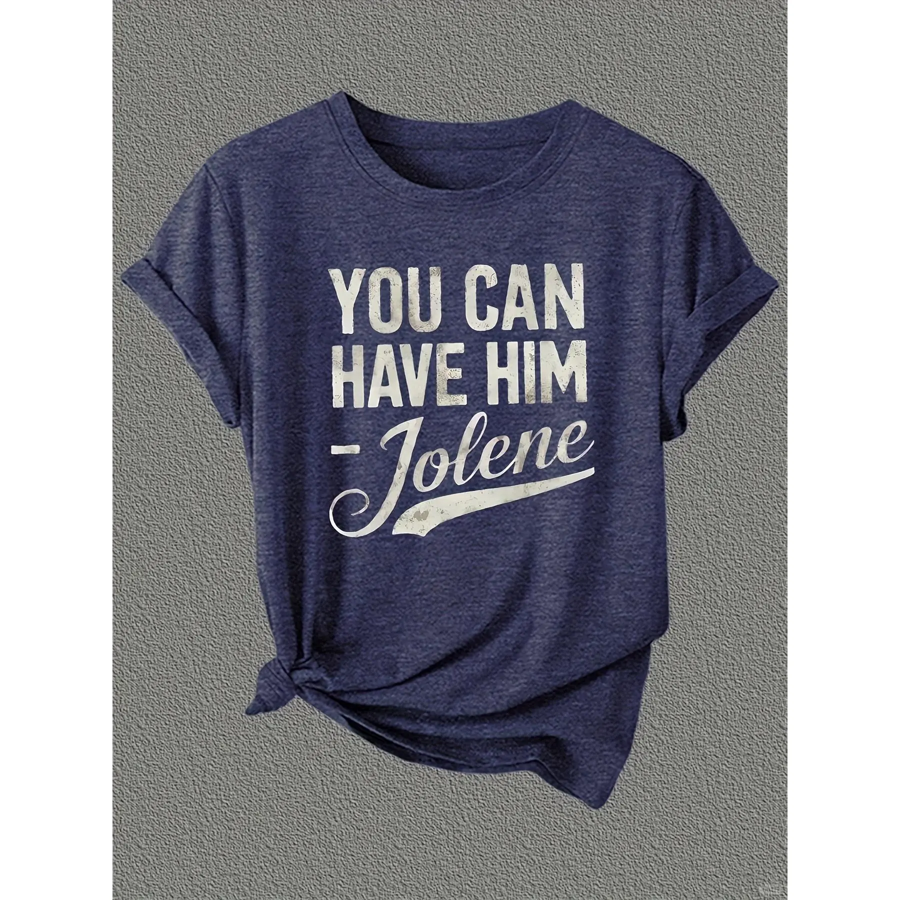 100% Cotton Women Round Neck Short Sleeve T-Shirt, Distressed You Can Have Him Jolene Vintage Slogan Front Print Loose Casual Tee, Country Music Retro Soft Breathable Summer Daily Wear Top Gift