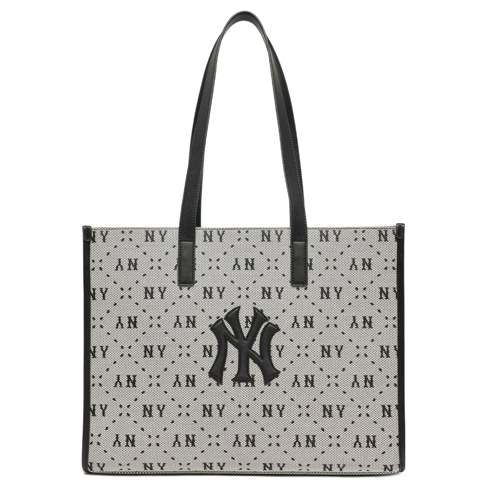 MLB Monogram New York Yankees Vintage Letter-Print Cotton Tote Bag for Women, Black