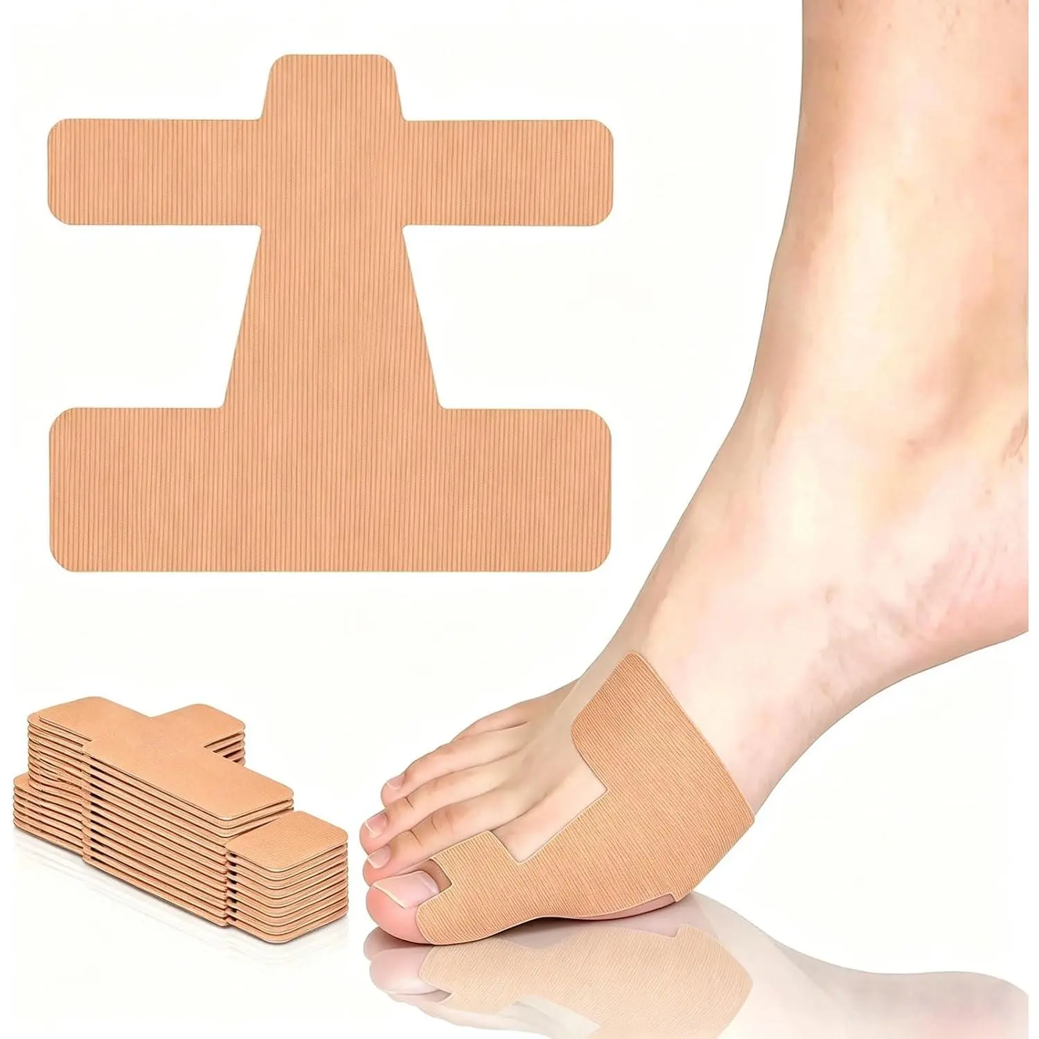 Pre-Cut Bunion Corrector Kinesiology Tape, Self-Adhesive Hallux Valgus Alignment Tape, Elastic Breathable Toe Support Strips, Hypoallergenic Latex-Free for Women and Men