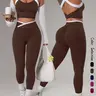 Women's 2-Piece Colorblock Sportswear Set, Stretchy Seamless, Outdoor Indoor Fitness Clothing, Running Hiking Walking Pilates, Gym Workout Apparel, All Seasons