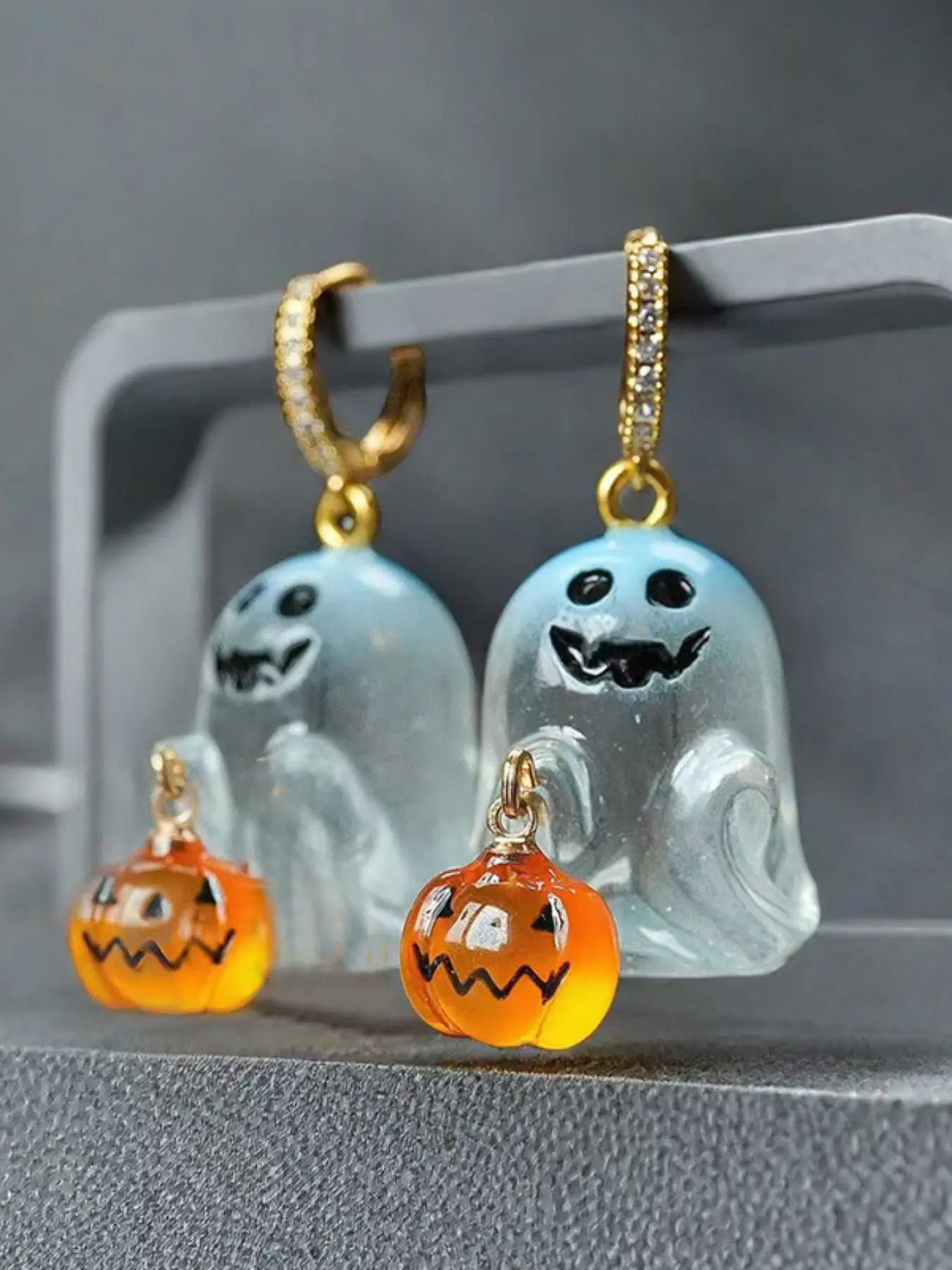 Halloween Party Earrings, Cute Cartoon Ghost Pumpkin Design, Perfect for Costume Parties, Fun & Stylish Accessory, Suitable For Women To Wear In Daily, Vacation, Casual Gathering, Party, Jewelry Gifts
