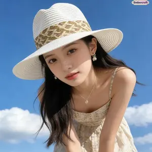 Women's Panama Straw Hat - Accessories for Women, Wide Brim, Sun Protection, Breathable Lightweight, Elegant Resort Wear Accessory for Coastal Getaways