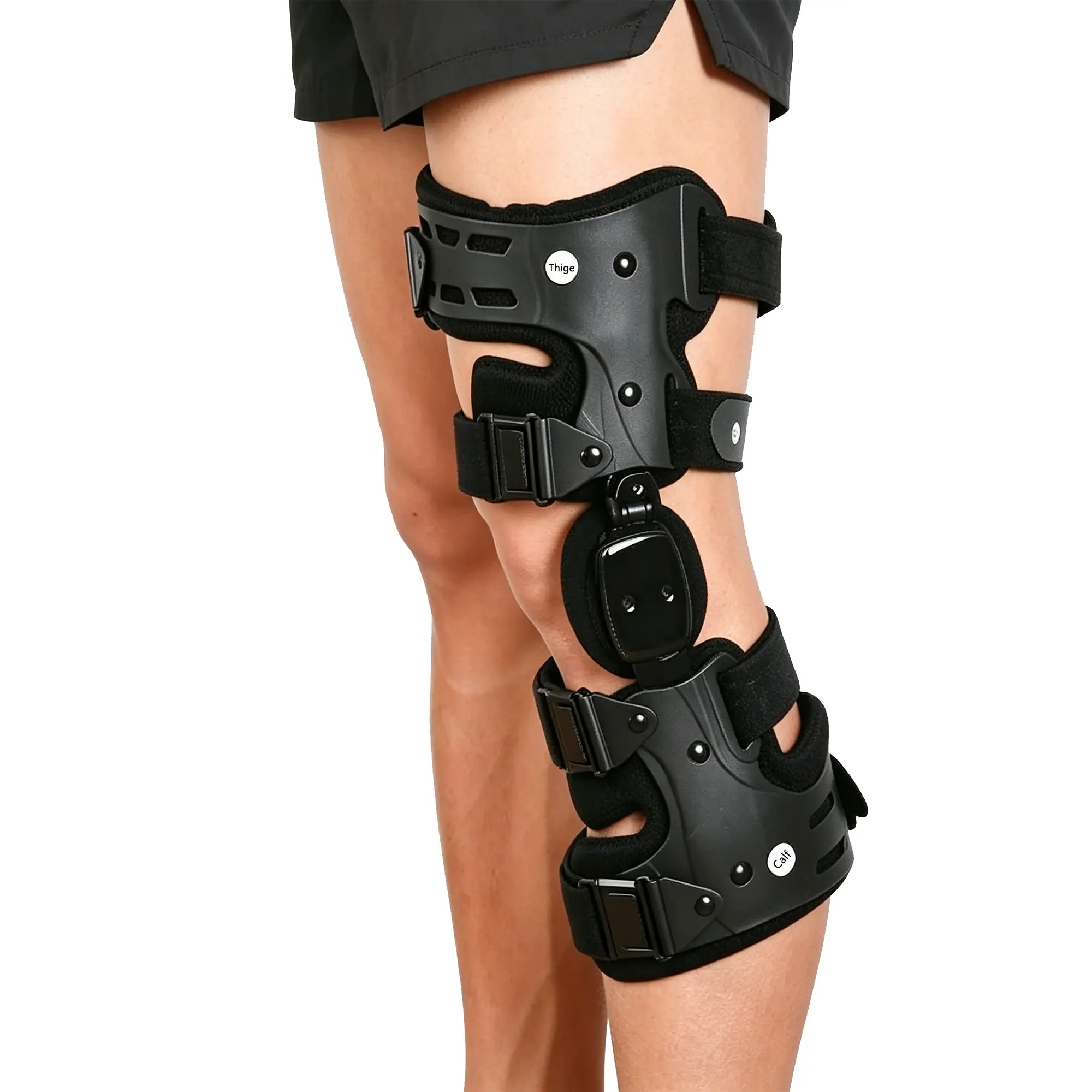 Black Adjustable OA Knee Support - 3-Point Offloading Stabilizer, Lightweight Recovery Aid for Joint Discomfort, ROM Control, Non-Slip Design, Universal Fit for Men & Women
