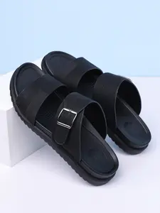 Men's Fashion Leather Casual Slide Sandals, Summer New Soft Bottom Anti-Slip Casual Beach Shoes, Comfortable Slip-On Slippers for Daily Wear