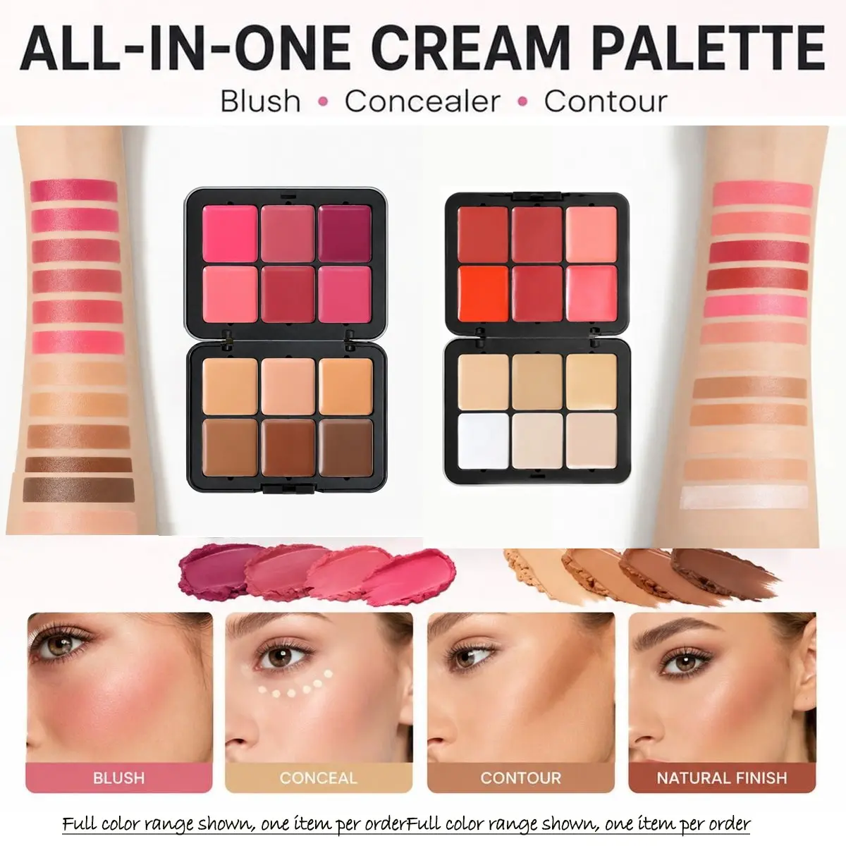 6 Color Concealer & 6 Color Blush Palette, Long Lasting Compact Makeup Palette, Facial Makeup Tools for Daily Use, Summer Makeup, Contour