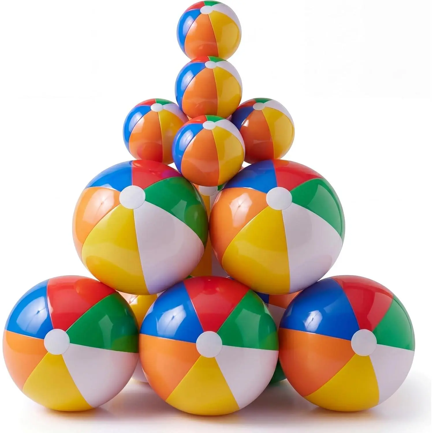 10 Pcs Rainbow Beach Balls Bulk Variety Pack - (5) 5-inch, (5) 12-inch Beach Balls - Inflatable Vinyl Pool Toys for Kids, Themed Party & Pool Party Decorations