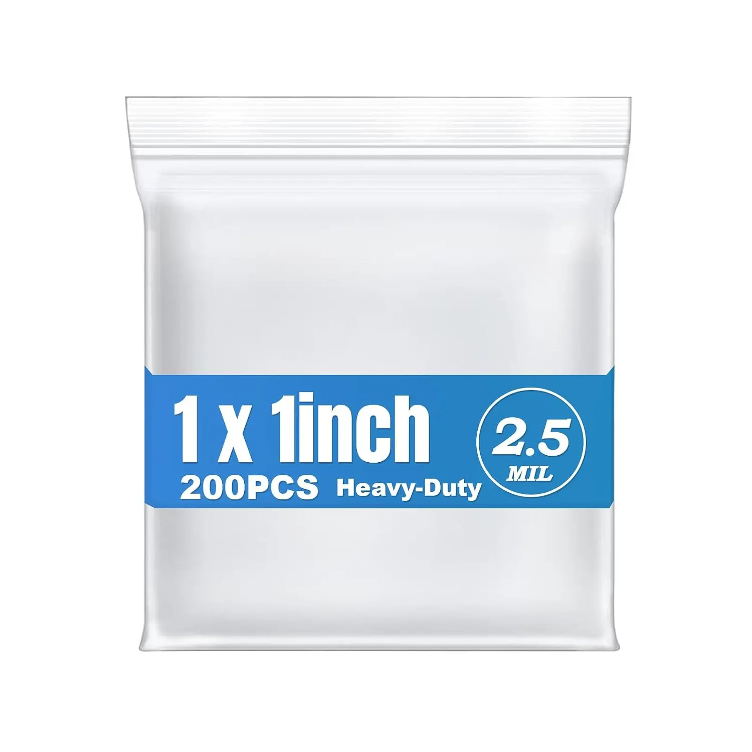 200 count 1"x1" Small Thick Heavy Duty Clear Reclosable Zipper Poly Bags |  2.5Mil Mini Durable Plastic Baggies for ,Pills,Earring,,with Resealable Lock Seal zipper