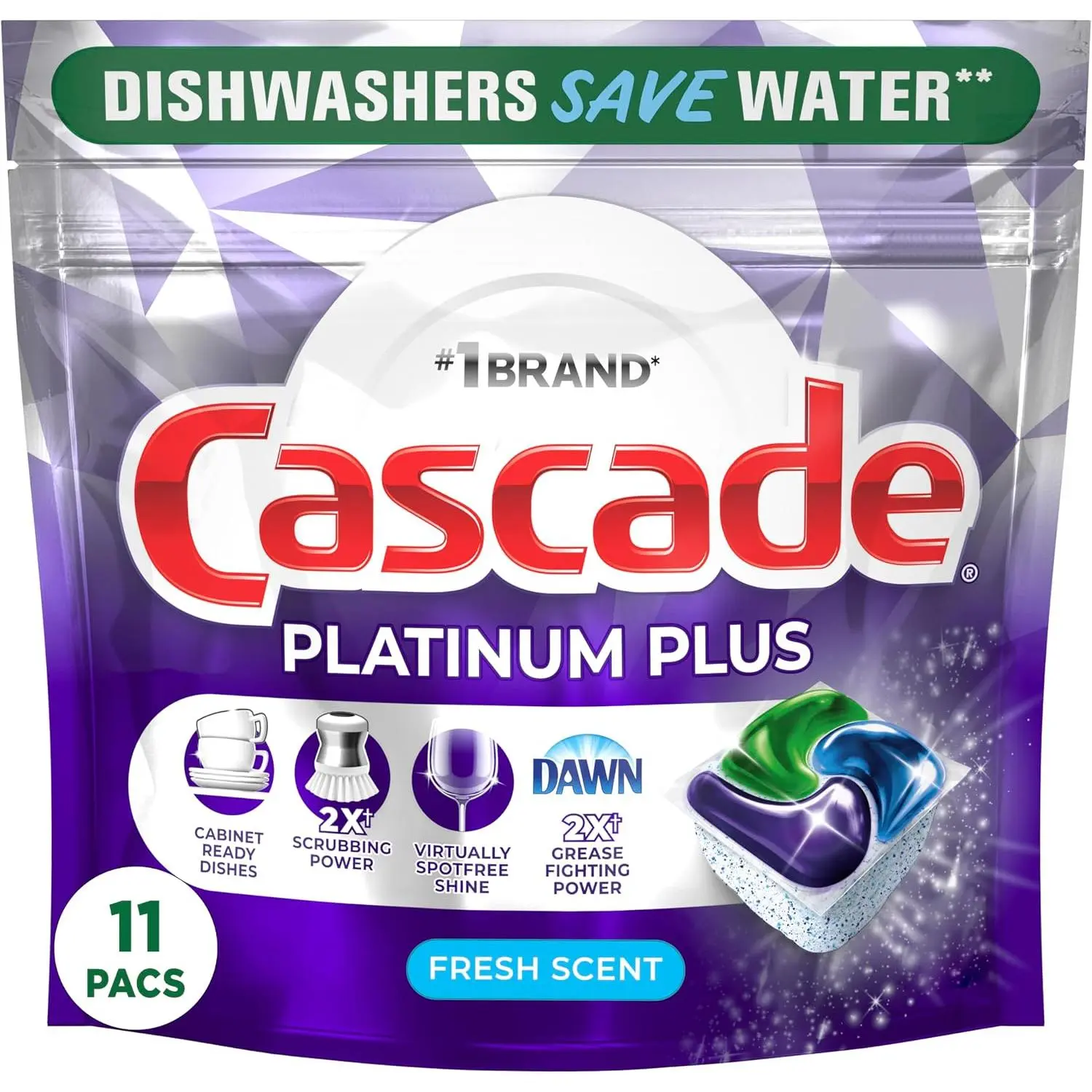 Dishwasher Detergent Pods, Fresh Scent Dishwashing Soap Pods, Powerful Household Dish Cleaning, 11 Count
