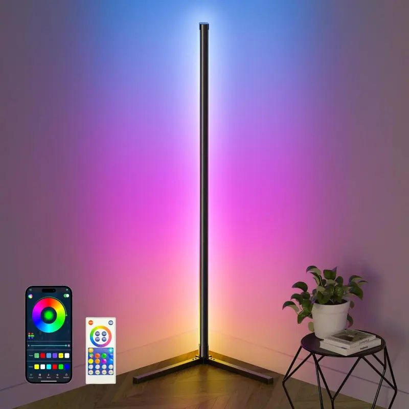RGB Smart Floor Lamp with WiFi Bluetooth Music Sync Color Changing Ambiance Light for Living Room Bedroom Corner Accent Lighting