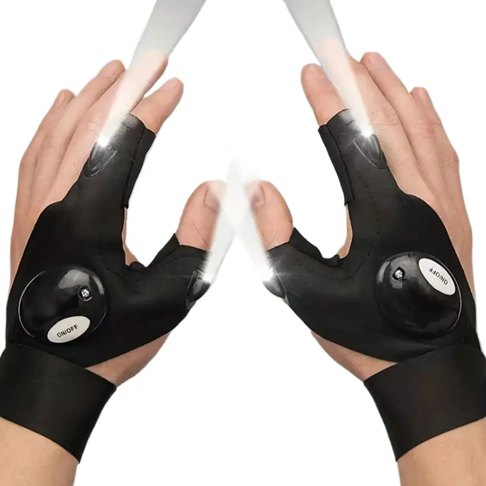 Unisex Plastic Blend Luminous LED Finger Light Gloves with Built-In Lighting - Fashion Accessory Work Gloves for Outdoor Fishing, Emergency Rescue, Fish, Led Lights, Visibility, Outdoor Work, Fishing Glove