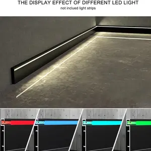 19.7 Inch Aluminum Baseboard Set, 3 Pieces, Ideal for Living Room, Bedroom, Kitchen, LED Channel System, Metal Wall Slot Light System