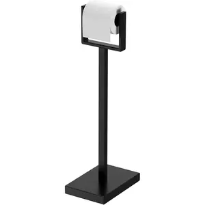 Black Paper Holder Stand,Stainless Paper Holder Free Standing,Stable Weighted Base Tissue Roll Holder for,Pivoting Paper Stand