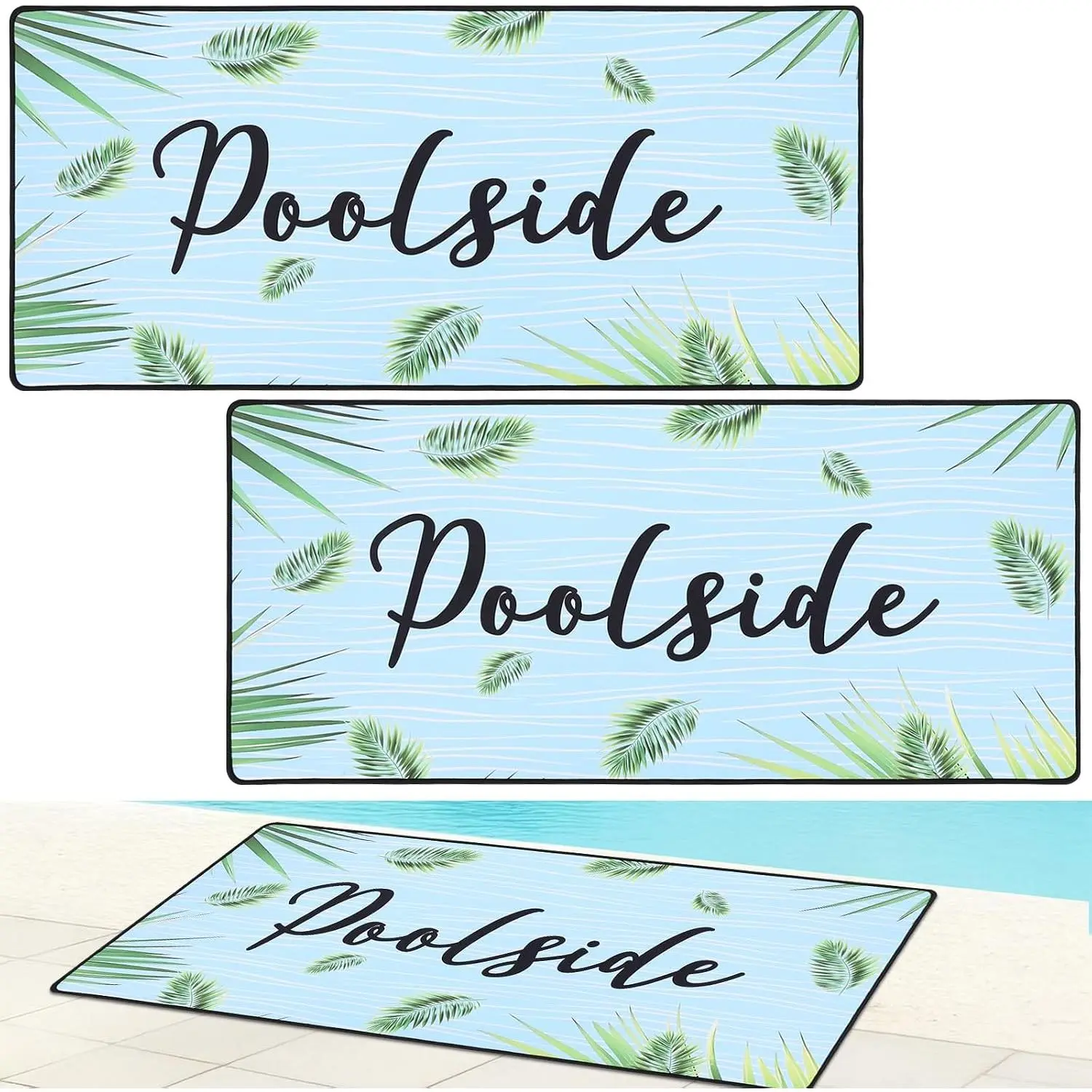 2 count Poolside Mat for  of Pool - 16 x 35 Inch Non Slip Mat Walk Pool Mats for Floor Deck Entrance Neoprene Poolside Cushion Pad for Summer Outdoor Indoor Beach Swimming Pools