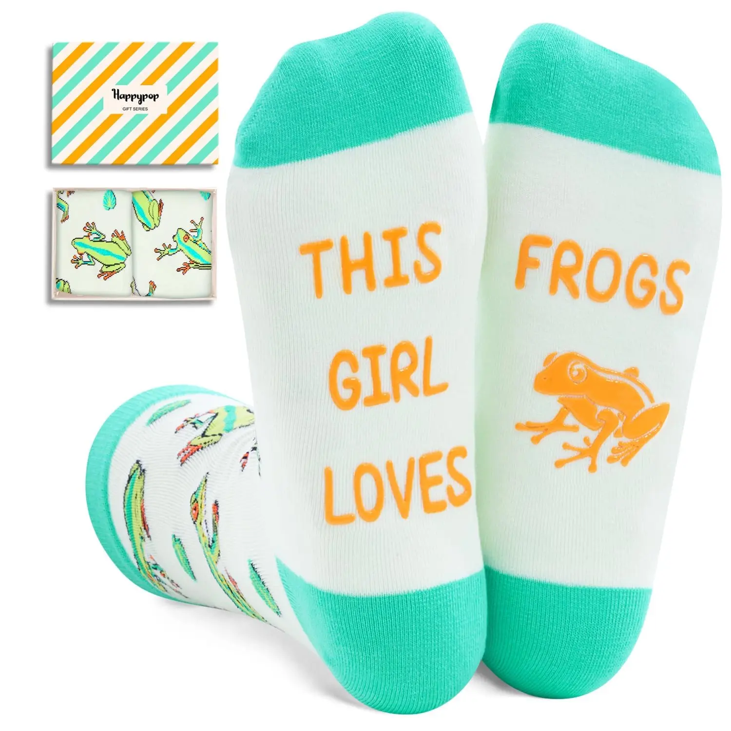 HAPPYPOP Crazy Silly Fun Socks for Women Girls, Frog Gifts for Frog Lovers, Animal Gifts, Frog Animal Socks