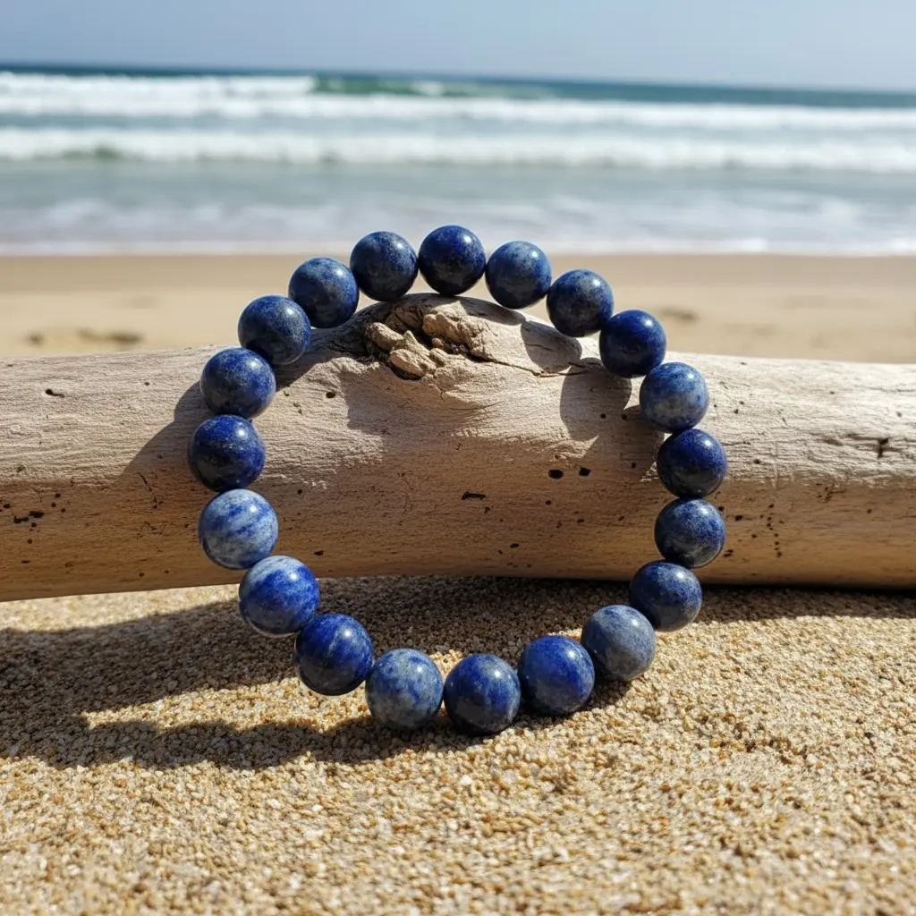 Natural Lapis Lazuli Bracelet - Authentic AAAA Grade 8Mm Hand-Beaded Third Eye Chakra Jewelry, Enhances Spirituality And Inner Peace, Bohemian Vintage Style Unisex Gift