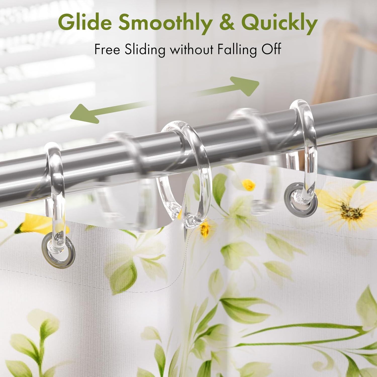 Plastic Shower Curtain Rings, 24 Pcs Shower Curtain Hooks, O Shape Clear Shower Curtain Hooks Rings, Easy to Snap Closure, Shower Hooks for Shower Curtain 2026 new