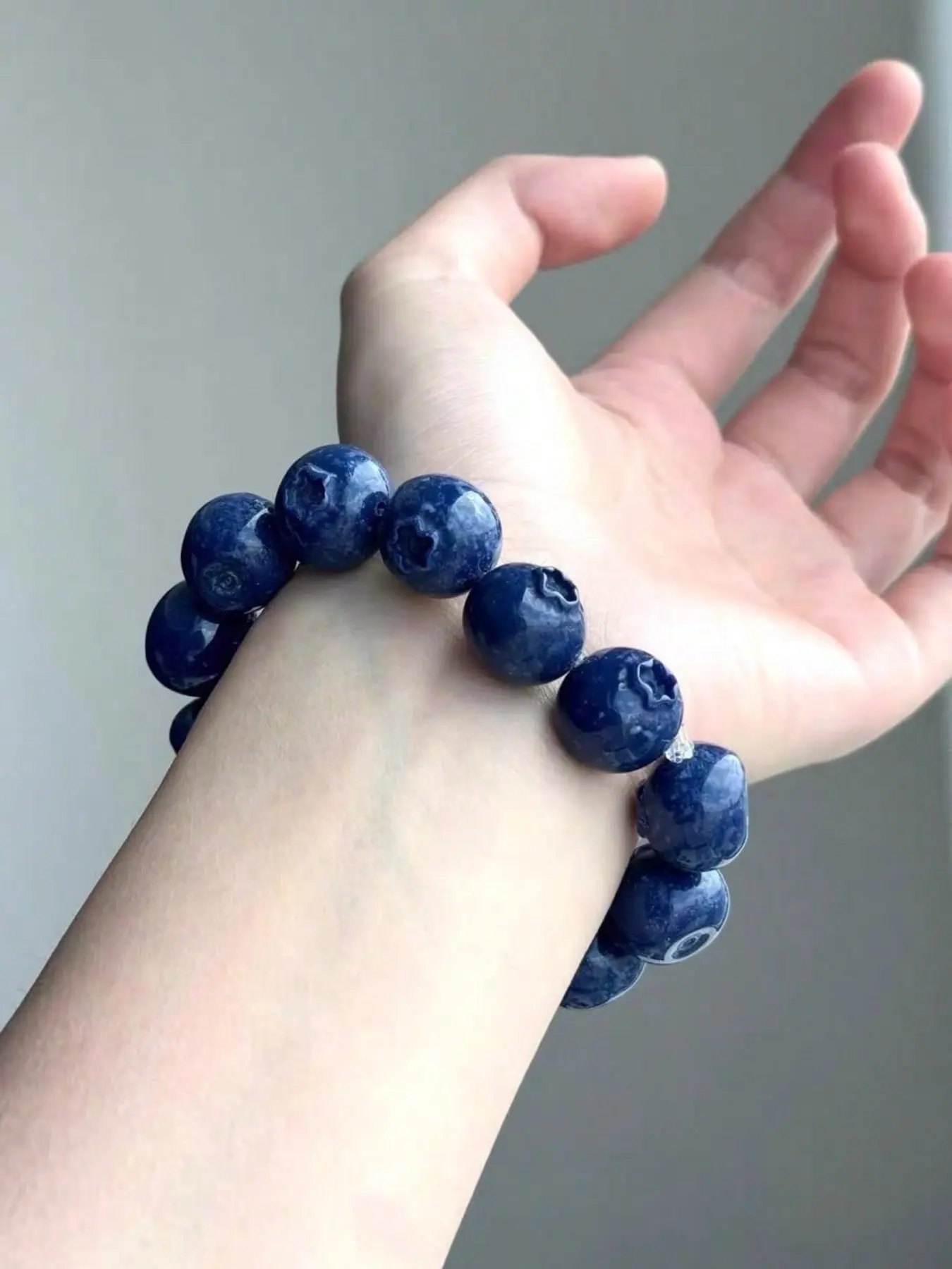 Cute Blueberry Bead Bracelet, Sweet Girl Heart Fruit Wristband, Unique Design Daily Accessory, Fashionable and Versatile Jewelry