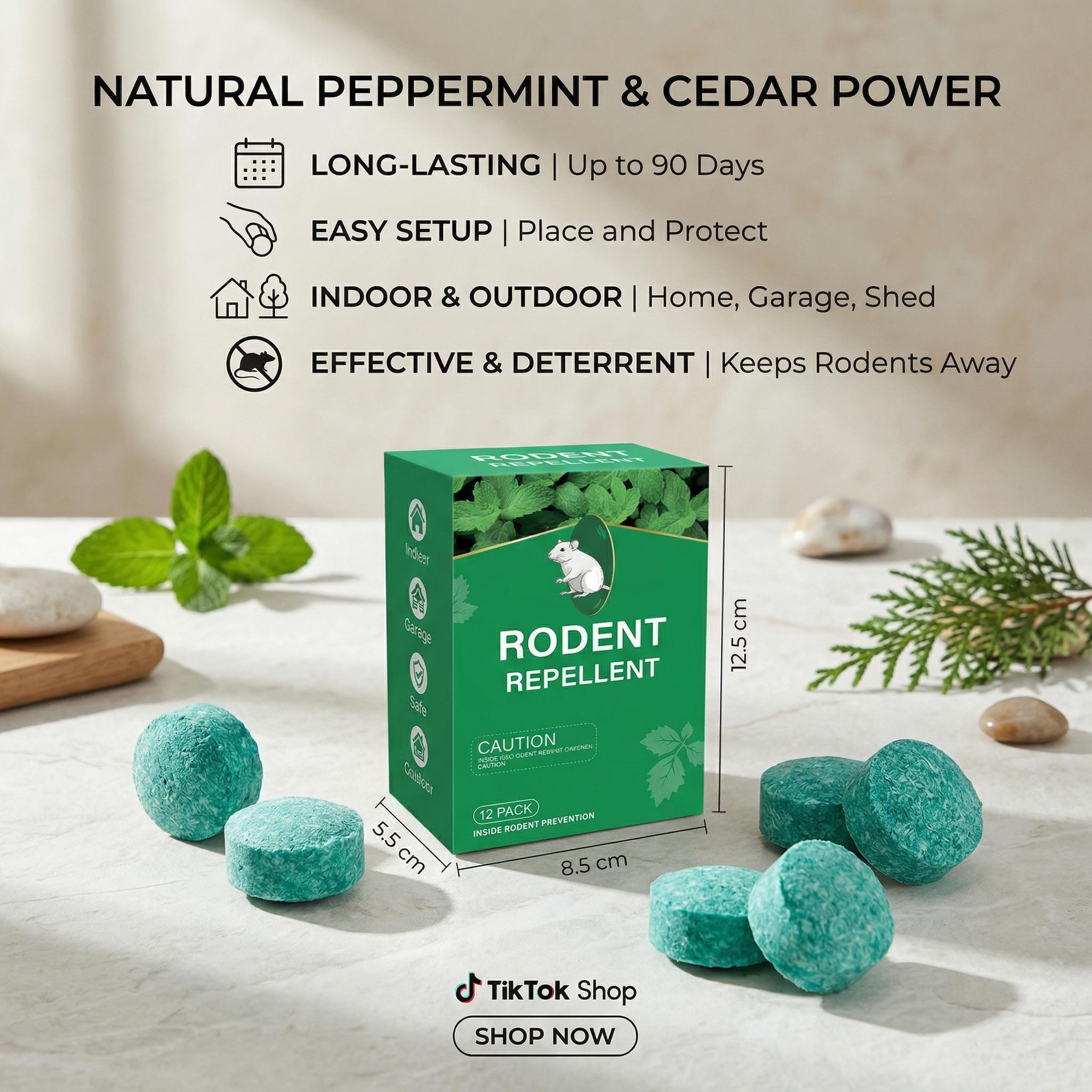 12 Pack Natural Rodent Repellent Balls – Peppermint & Lemon Oil Pest Deterrent for Rats, Mice, Squirrels, Spiders, Indoor & Outdoor Protection