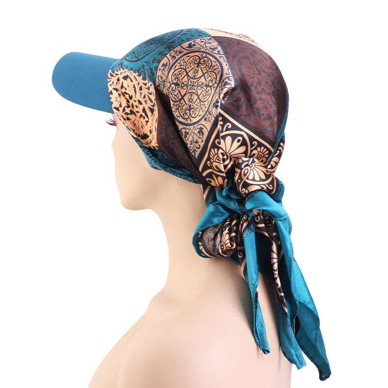 Satin Square Scarf Turban Hat, Outdoor Sun Protection Visor Cap for Women