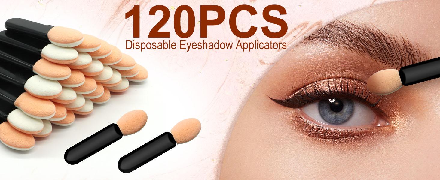 Eyeshadow Applicators Sponge Tip,120 Pcs Small Disposable Eye Shadow Applicators Sticks Double Sided 1.57Inch Portable Travel Mini Eye Makeup Brushes Short Eyeshadow Brushs for Makeup,Nail Art