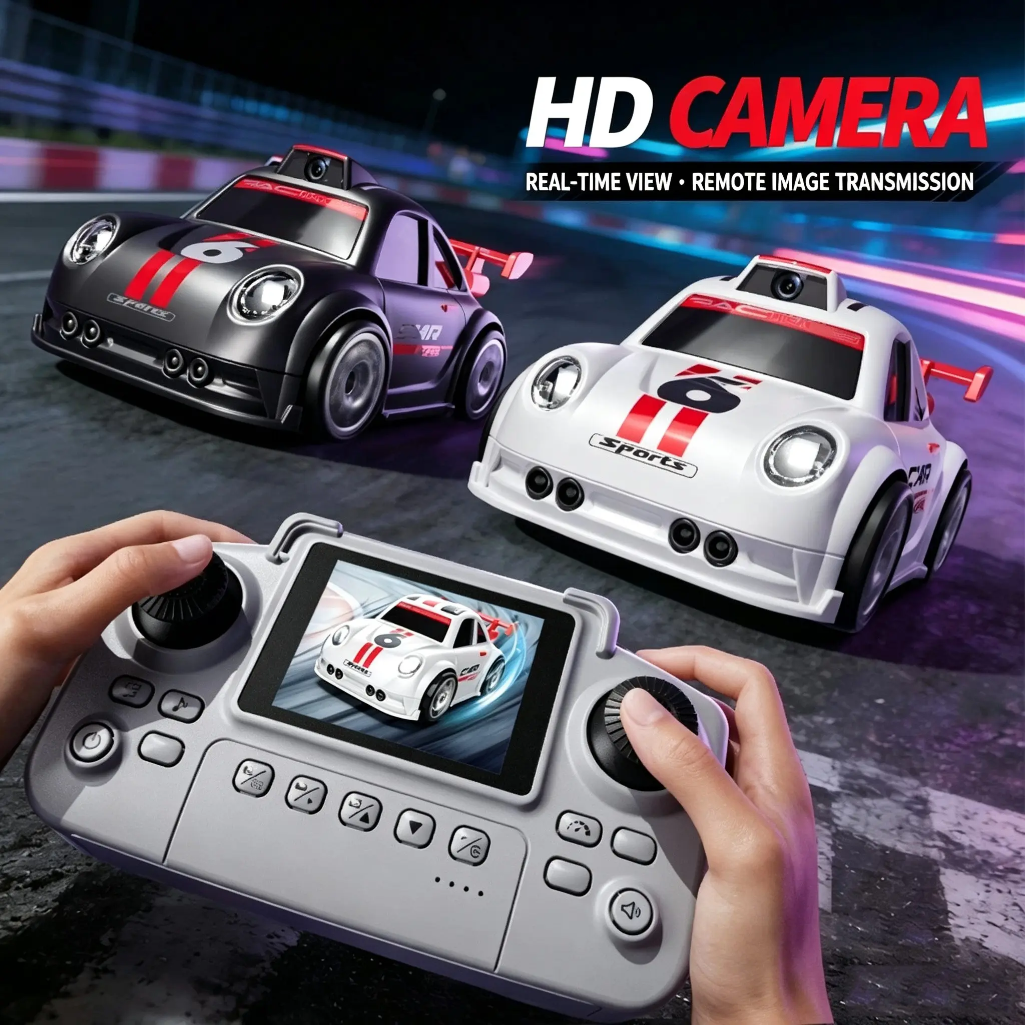 2.4GHz 4WD mini RC drift car featuring an HD camera and realistic tires; includes tracking, escape, and demo drift modes. Perfect for indoor play and an excellent holiday gift for boys and girls.#Global Selections