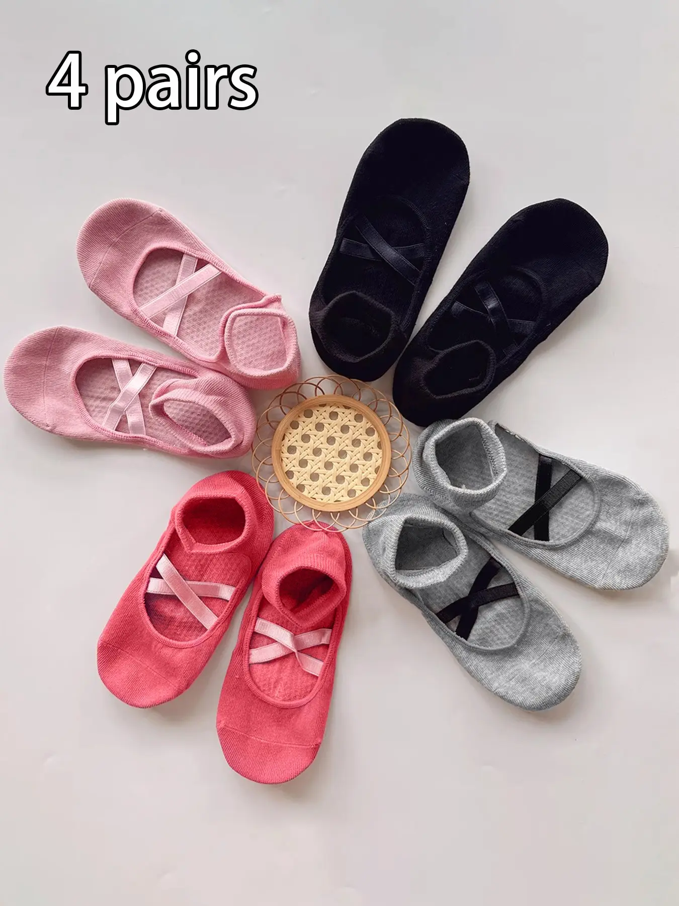 Women's Spring Summer Sporty Yoga Socks, Sports Socks, Athletic Socks, Non-Slip Cross Strap Design, Ideal for Pilates Gym Dance, Comfortable Indoor Wear