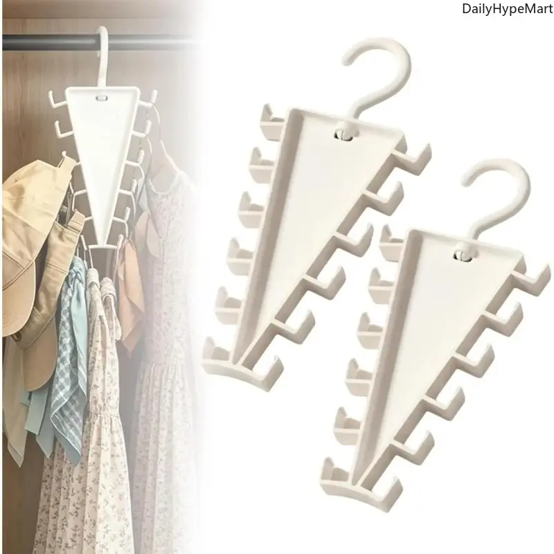 Sturdy V-Shaped Closet Clothes Organizer - Double-Sided Synthetic Rotating Hanger, 12-Hook 360-Degree Rotatable Space Saver Hangers for Bedroom, Business Gift, Traditional Baroque Glamorous Compact Functional