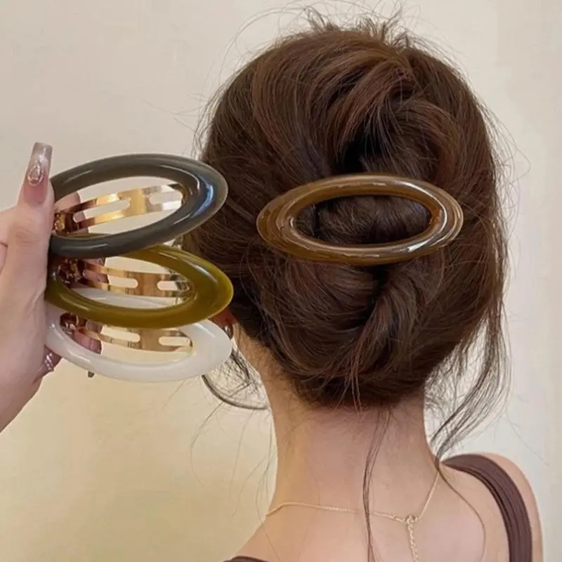 Simple Acrylic Oval Hair Clips for Women, Exquisite Casual Elegant Spring Hair Barrettes, Daily Hair Accessories, Wholesale Available
