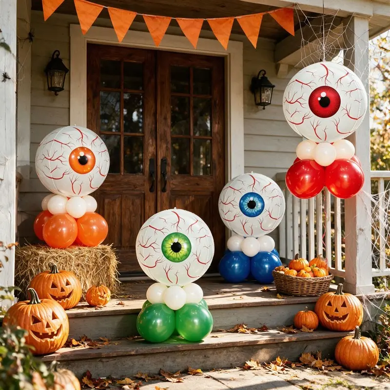 15pcs/40pcs Halloween Bloodshot Eye Balloon Set,Contains 4D Bloodshot Eyes，Multi-Color Latex Balloons,Perfect for Halloween party ，Indoor and Outdoor Atmosphere Decoration，Costume event setup, horror-themed Halloween event。