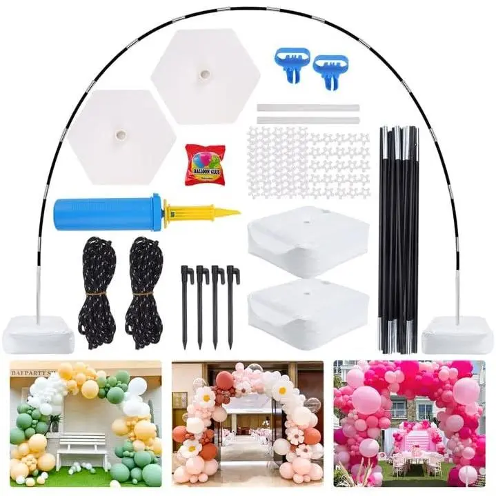 Adjustable Balloon Arch Kit with Synthetic Base Frame, 10ft Wide & 9ft Tall Stand, Tape & Garland for Clean-Look Party Decor, Graduation & Wedding Photo Backdrop Supplies