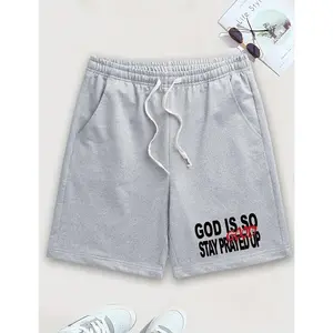 Men’s Faith Inspired Quick Dry Athletic Shorts with “God Is So Good Stay Prayed Up” Statement Print, Ultra-Breathable Ice Silk Fabric, Elastic Drawstring Waist, Lightweight Casual Lounge Shorts with Side Pockets for Gym, Running, Hiking, Church, Daily Com