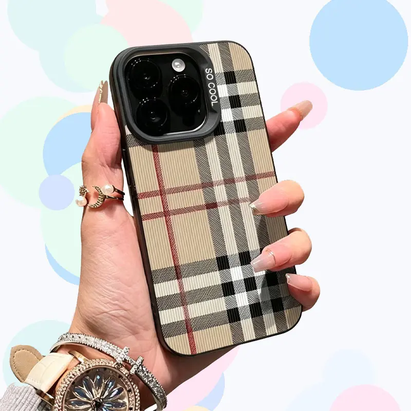 Minimal Plaid Smartphone Casing - Slim, Drop-Proof, Shockproof Protection Cover, Cellphone Accessories Compatible with iPhone 17,16,15,14 Plus,13,12,11 Pro Max