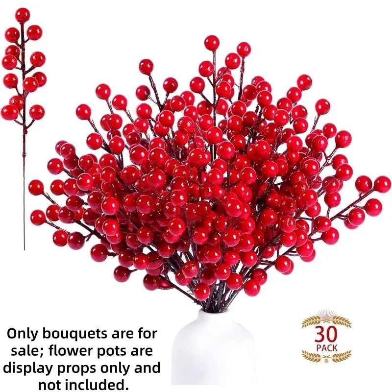 Artificial Berries, Fake Decorative Berries for Christmas Wreaths, Garlands, Floral Arrangements, All-Season Holiday Decor