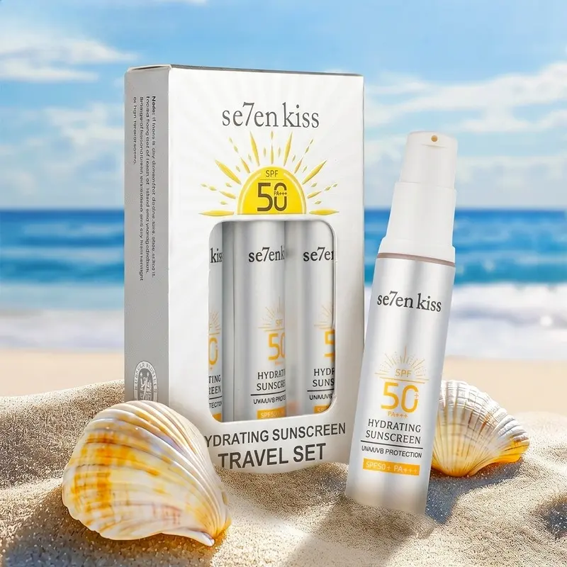 3pcs Hydrating Sunscreen Travel Set, Moisturizing, Water & Sweat Resistant, Lightweight Non-Greasy Formula, 24H High-Level Sun Protection, Ideal for Daily, Outdoor & Beach Activities