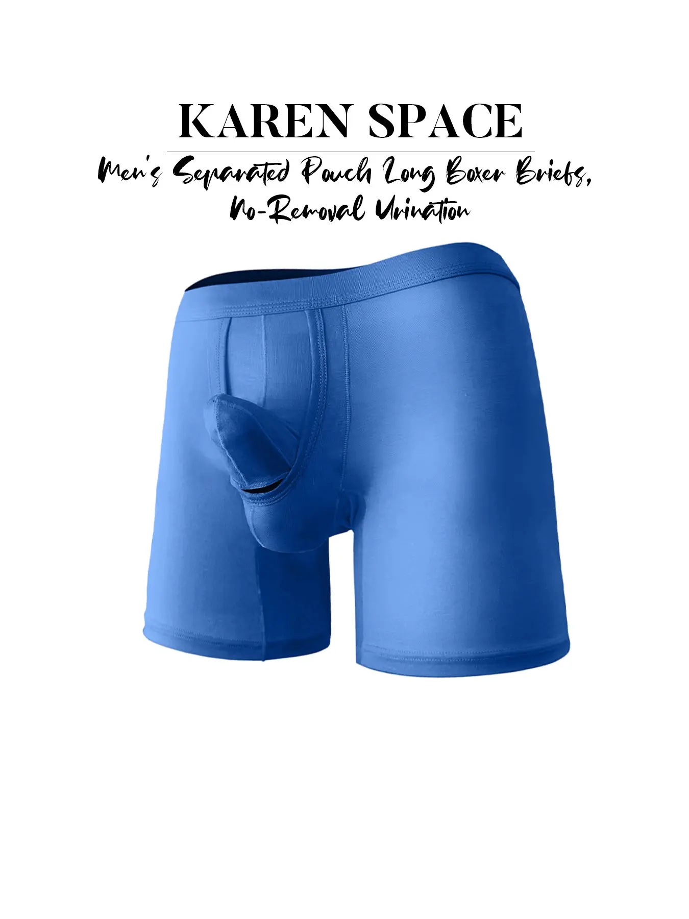 1Pc Men's Solid Plain Long Stretchy Boxer Briefs Underwear, Elephant‑trunk Separate Pouch Design, Cool Skin‑friendly, Elastic Breathable, Fitted, Athletic, Sporty, For Sports & Daily Wear