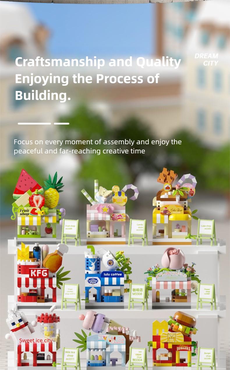 Compatible with Lego, Internet Celebrity Street Scene Commercial Street Building Blocks, Children's Assembly Toys, Micro Particles, School Gifts