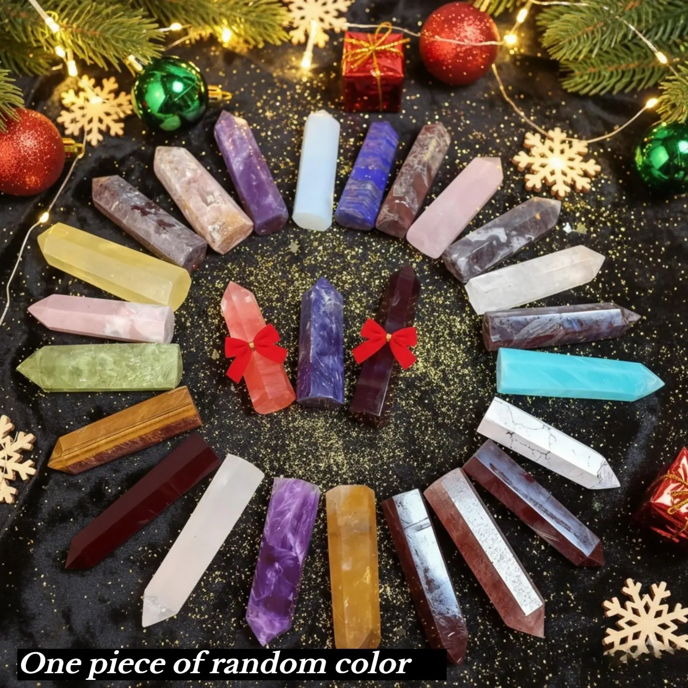 crystal pointed obelisks, gemstones, random crystal sticks, Healing Crystal Wands Point Faceted Prism Bars for Meditation Deco,Halloween Gift，Christmas gifts