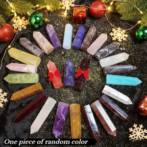crystal pointed obelisks, gemstones, random crystal sticks, Healing Crystal Wands Point Faceted Prism Bars for Meditation Deco,Halloween Gift，Christmas gifts