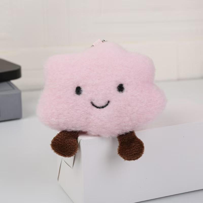 Cute And Creative Cloud Pom-Pom Cartoon Plush Toy Pendant, Smiley Face Fabric Decoration, DIY Accessory Hanging Ornament