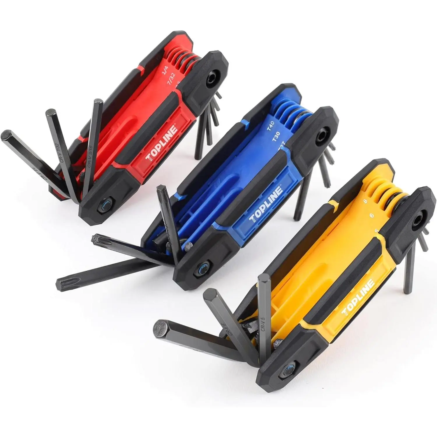 25-Piece Folding Wrench Set, SAE, Metric, Torx Hex Key Set Included, 3 Pack Key Set for Repair and Applications