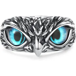 Demon Eye Owl Ring Retro Open Ring Adjustable Personalized Gothic Men's Animal Lucky Vintage Jewelry