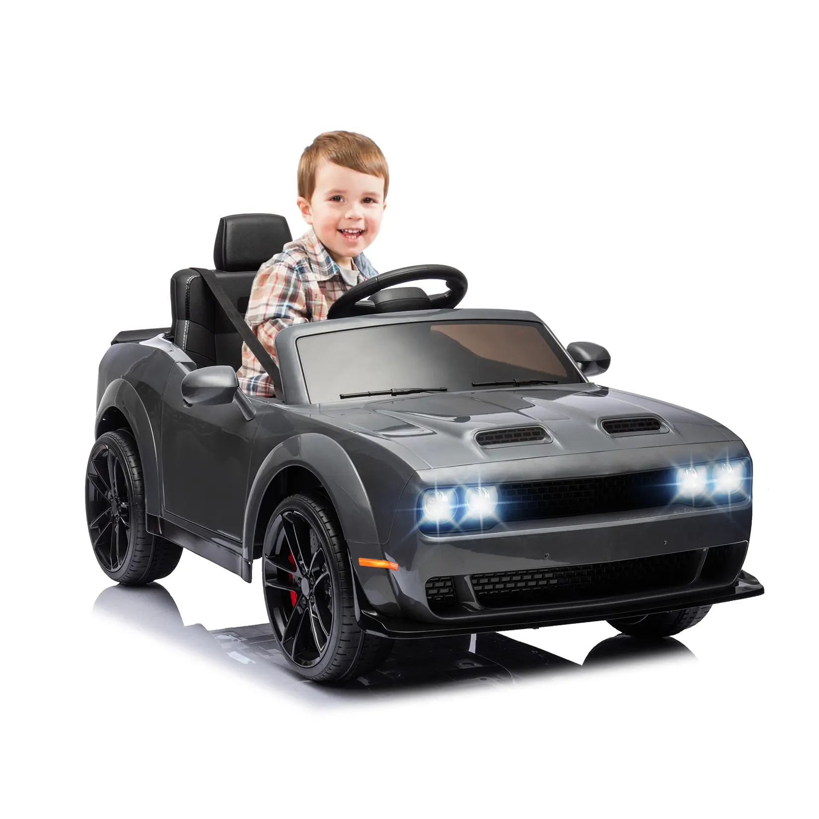 Electric Car Licensed Dodge Challenger,Ride On Car 12V Electric Vehicles with Remote Control, Led Lights, Bluetooth, Mp3 for Boys Girls