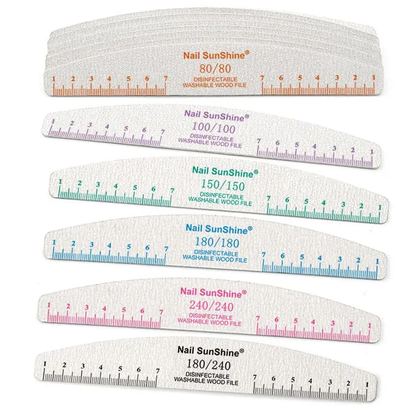 10 pcs Double Sided Nail File Sandpaper Nail Art Nail Surface Polishing Grinding 80 100 150 180 240 Gray Sandpaper Half Moon Nail File