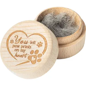 CJiangpo Dog Memorial Keepsake Box, Wooden Pet Urns Memorial Gifts for Loss of Dog Cat Hair Ashes Container Remembrance Pet Loss Sympathy Gifts 1Pcs