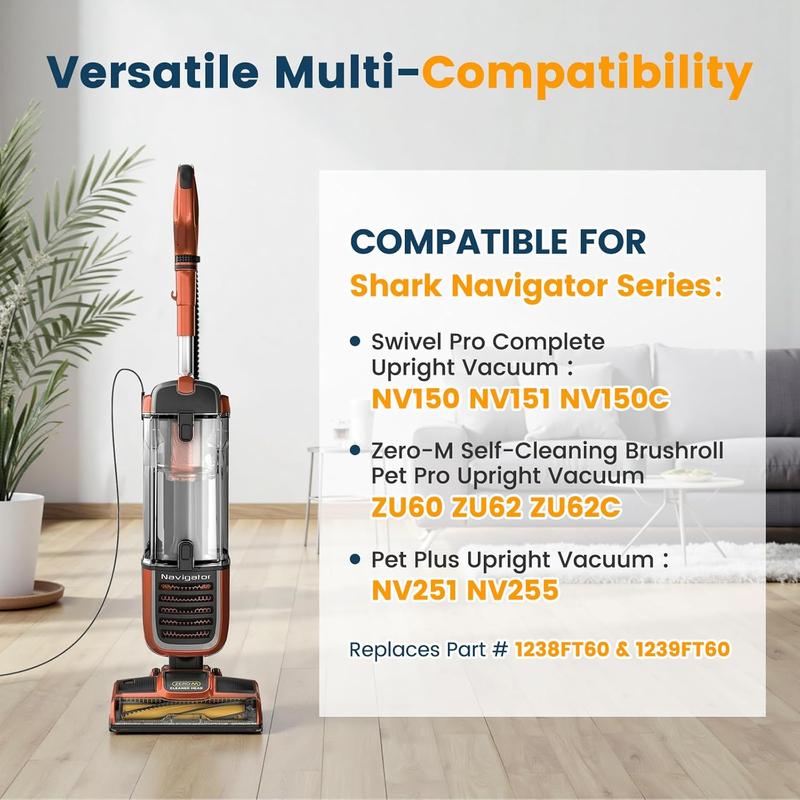 Filters for Shark Navigator Zero-M Self-Cleaning Brushroll Pet Pro Upright Vacuum ZU60 ZU62 ZU62C NV251,NV255, Replacement Parts Parts #1238FT60&1239FT60