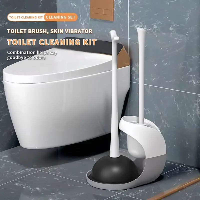 Wall-Mounted Toilet Brush Holder, Long Handle Bathroom Cleaner, Home Use Toilet Brush for Hard-To-Reach Areas, Wall-Mounted Design