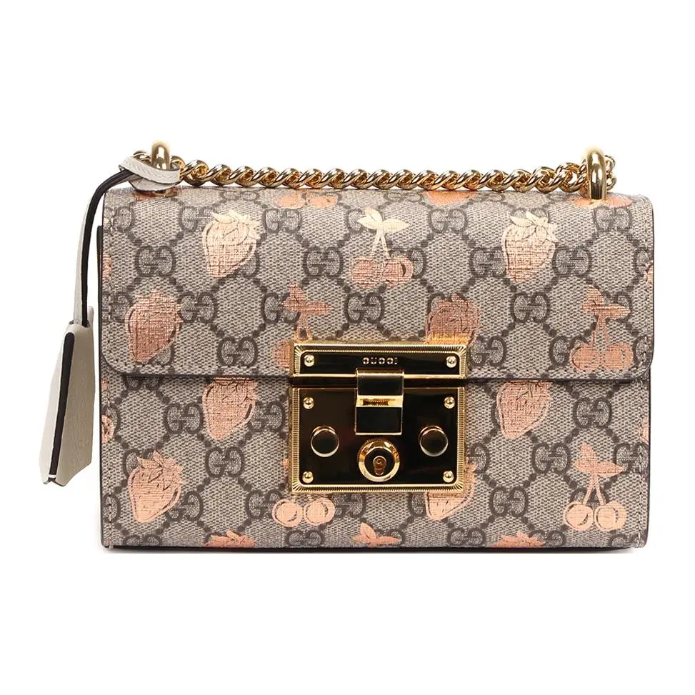 Gucci Padlock Box Bag for Women – Berry Print GG Canvas and Leather, Ebony