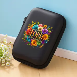 The power of flowers is my power. Flower pattern, EVA material, suitable for headphone/data cable/charger storage box, compact design with mesh pockets, easy to organize charging cables
